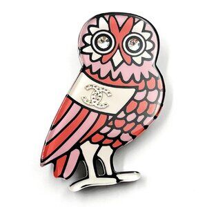 Chanel Pink Owl Resin Brooch